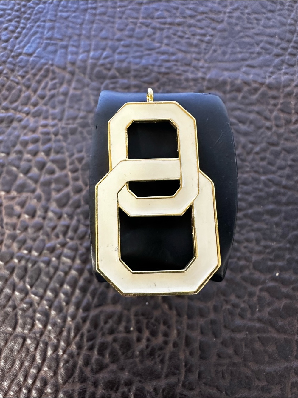 Vintage Monet Cream Enamel and Gold-tone Pendant